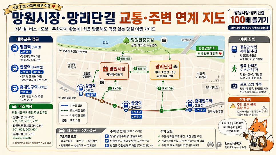 오후 망원동 골목의 따뜨한 카페 조명. 카페의 불빛이 창문을 통해 밖으로 새어 나오고, 그 옆에 시장의 상품들이 있다.