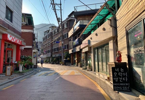 이른 아침 그림자가 길게 드리운 서촌 골목과, 벚꽃이 만개한 계절의 같은 동네 풍경입니다. 같은 골목도 시간과 계절에 따라 전혀 다른 표정을 짓습니다.